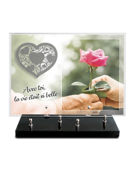 PLAQUE IMPRIMEE 25X35 + MOTIF INOX COEUR