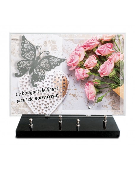 PLAQUE IMPRIMEE 25X35 + MOTIF INOX PAPILLON