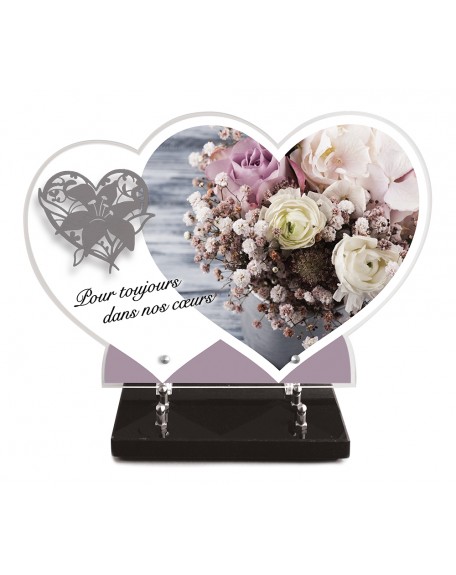 PLAQUE ALTU IMPRIMEE DOUBLE COEUR 27X40 + MOTIF INOX LYS