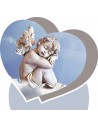 PLAQUE IMPRIMEE DOUBLE CŒUR 18X19 AMOUR/ENFANT/RELIGION