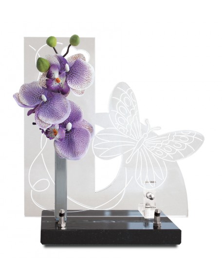 PLAQUE ALTUGLAS 25X25CM + FLEURS ARTIFICIELLES