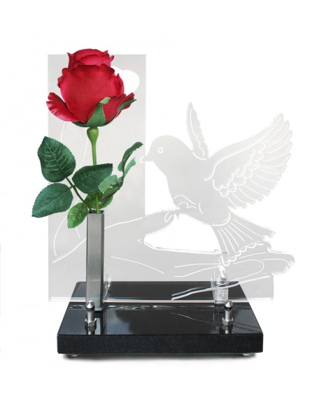 PLAQUE ALTUGLAS 25X25CM + FLEURS ARTIFICIELLES