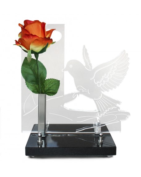 PLAQUE ALTUGLAS 25X25CM + FLEURS ARTIFICIELLES