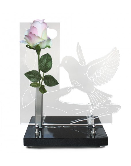 PLAQUE ALTUGLAS 25X25CM + FLEURS ARTIFICIELLES