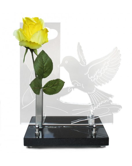 PLAQUE ALTUGLAS 25X25CM + FLEURS ARTIFICIELLES