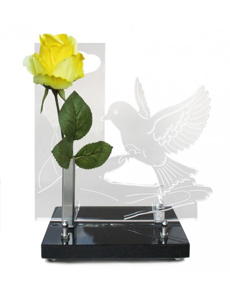 PLAQUE ALTUGLAS 25X25CM + FLEURS ARTIFICIELLES