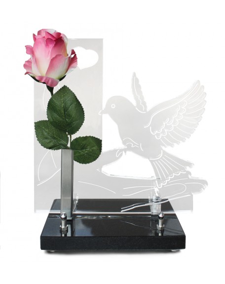 PLAQUE ALTUGLAS 25X25CM + FLEURS ARTIFICIELLES