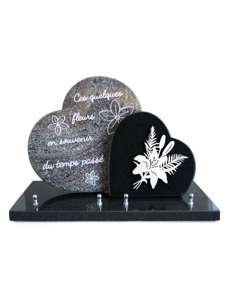 PLAQUE GRANIT 26X40CM MOTIFS INOX + TEXTE GRAVE ARGENT