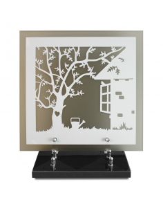 PLAQUE ALTU CARRE 30X30 BLANC SATINE MOTIF ARBRE