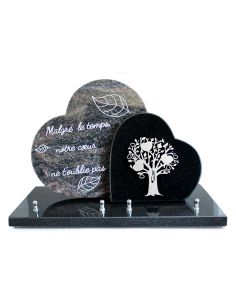 Plaque Granit 26x40cm Motif Inox + Texte Gravé Argent