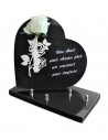 PLAQUE GRANIT COEUR 26X26CM SOLIFLORE INOX +TEXTE ARGENT
