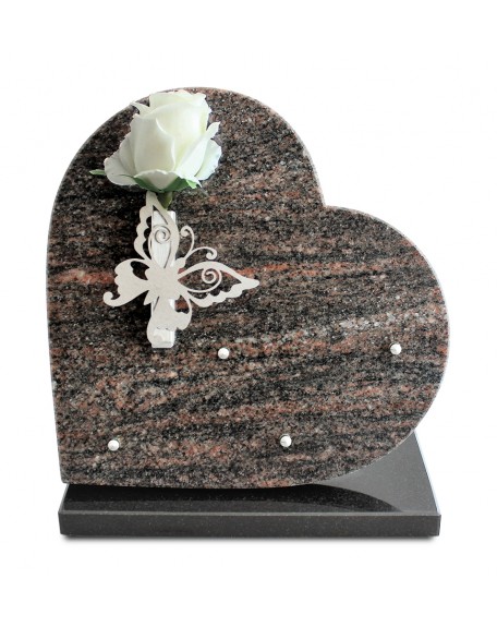 PLAQUE GRANIT COEUR 30X30 SOLIFLORE PAPILLON