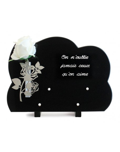 PLAQUE GRANIT NUAGE 25X35CM SOLIFLOR INOX +TEXTE ARGENT