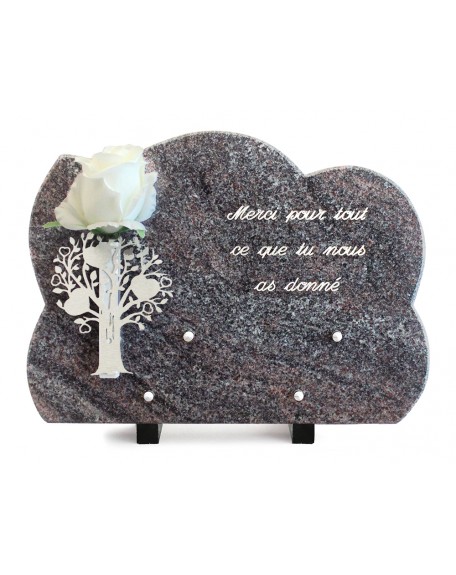 PLAQUE GRANIT NUAGE 25X35CM SOLIFLOR INOX +TEXTE ARGENT