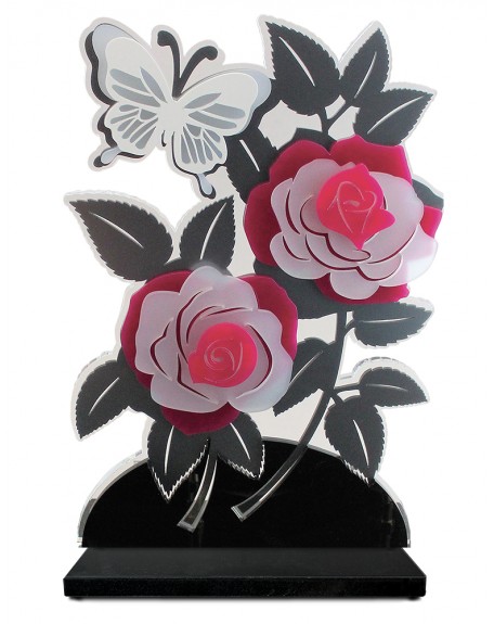 ROSES SUPERPOSEES COLORIS FUCHSIA VERSION XL DECO