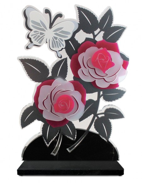 ROSES SUPERPOSEES COLORIS FUCHSIA VERSION XL DECO
