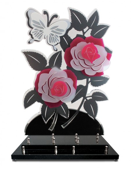 ROSES SUPERPOSEES COLORIS FUCHSIA VERSION XL 5 INTERS