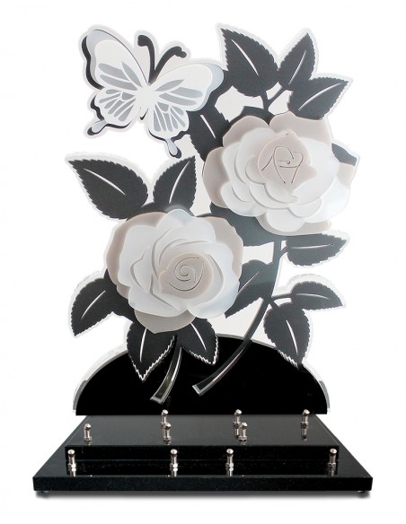 ROSES SUPERPOSEES COLORIS BLUSH/CREME VERSION XL 5 INTERS