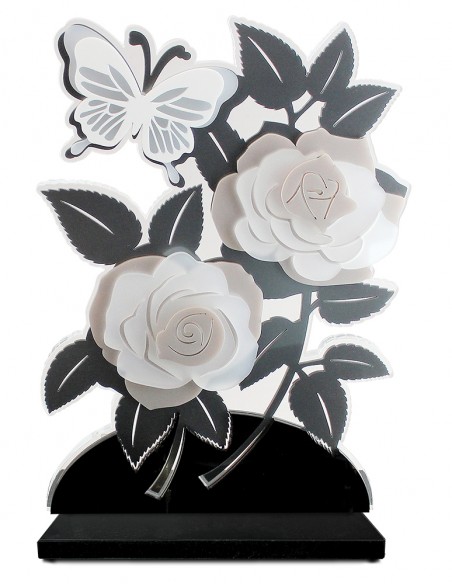 ROSES SUPERPOSEES COLORIS BLUSH/CREME VERSION XL DECO
