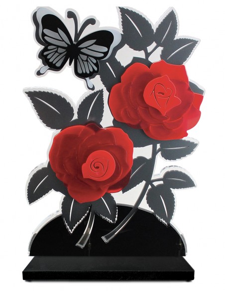 ROSES SUPERPOSEES COLORIS ROUGE VERSION XL DECO