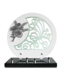 PLAQUE ALTU BLANC 30X32CM + DECOR INOX BOUQUET