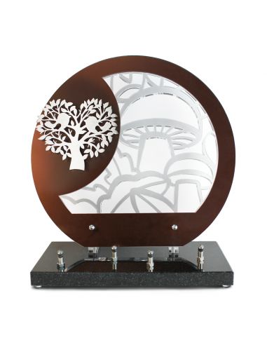 PLAQUE ALTU GRIS METAL 30X32CM + DECOR INOX ARBRE