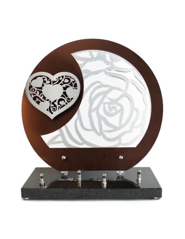 PLAQUE ALTU GRIS METAL 30X32CM + DECOR INOX COEUR