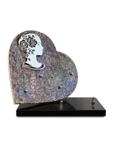 PLAQUE GRANIT COEUR 26X26 INOX FEMME