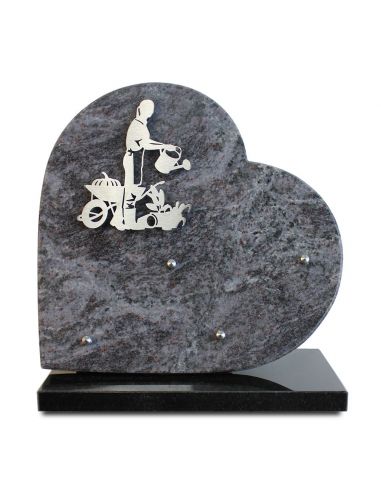 PLAQUE GRANIT COEUR 30X30 INOX JARDINIER