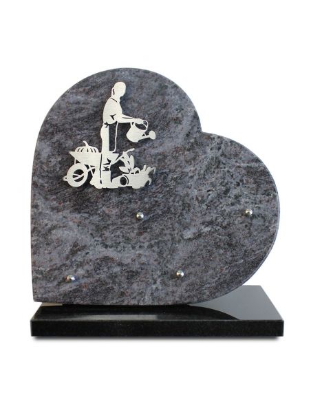 PLAQUE GRANIT COEUR 30X30 INOX JARDINIER