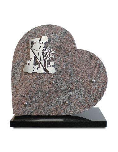 PLAQUE GRANIT COEUR 30X30 INOX JARDINIER