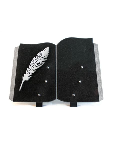 PLAQUE GRANIT LIVRE 25X35CM INOX PLUME