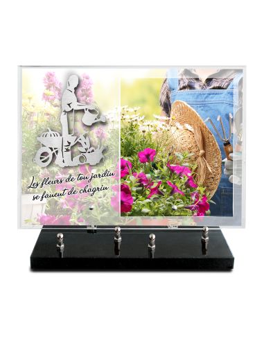 PLAQUE IMPRIMEE 25X35 + MOTIF INOX JARDINIER