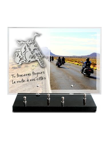 PLAQUE IMPRIMEE 25X35 + MOTIF INOX MOTO