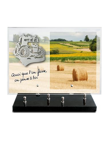 PLAQUE IMPRIMEE 25X35 + MOTIF INOX TRACTEUR