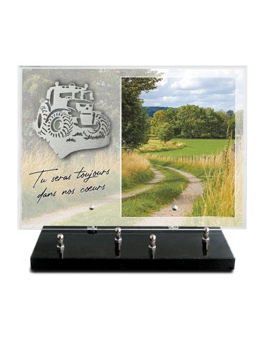 PLAQUE IMPRIMEE 25X35 + MOTIF INOX TRACTEUR