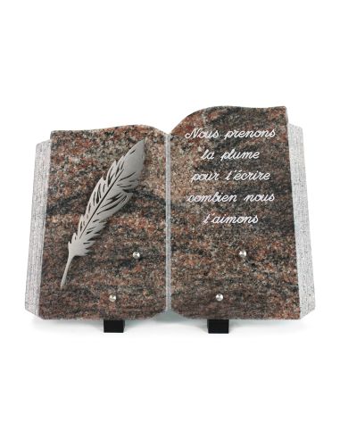 PLAQUE GRANIT LIVRE 25X35 INOX + TEXTE ARGENT