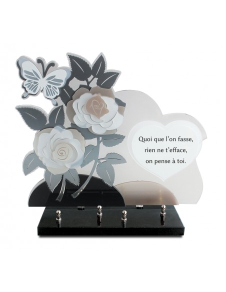 PLAQUE ALTU 32X37CM ROSE GRISE & TEXTE COEUR