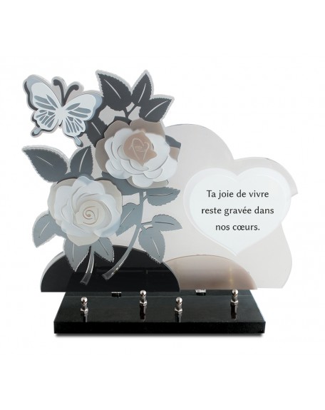 PLAQUE ALTU 32X37CM ROSE GRISE & TEXTE COEUR