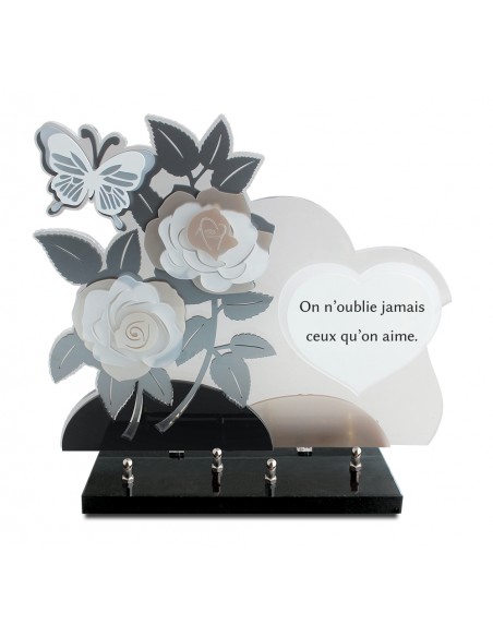 PLAQUE ALTU 32X37CM ROSE GRISE & TEXTE COEUR