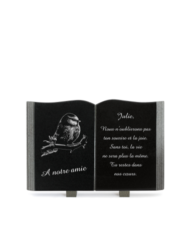 Plaque Granit Texte et Motif Laser Format Livre 20x30cm