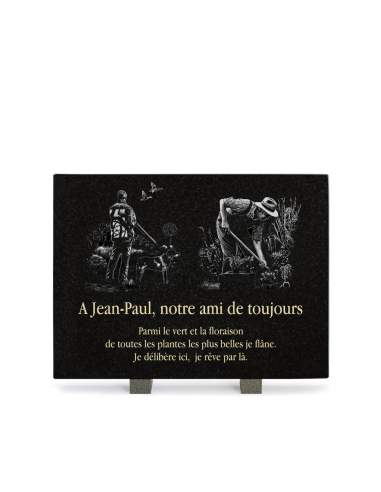 Plaque Granit Texte et Motif Laser...