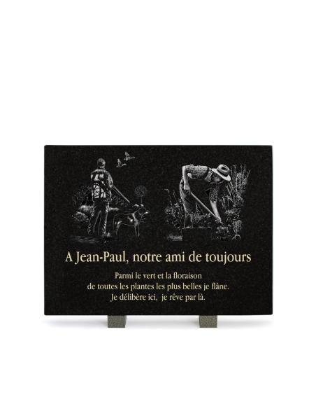 Plaque Granit Texte et Motif Laser Format Rectangle 30x40cm
