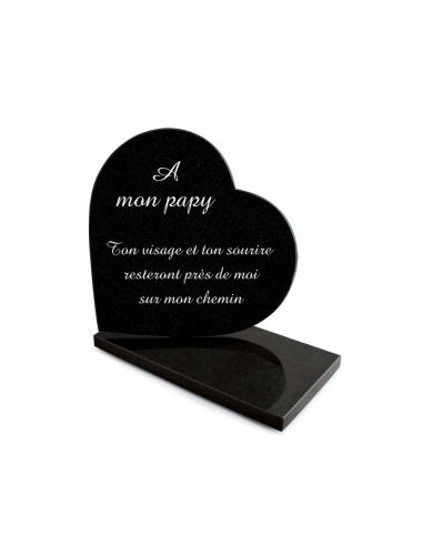 Plaque Granit Texte Format Coeur 26x26cm