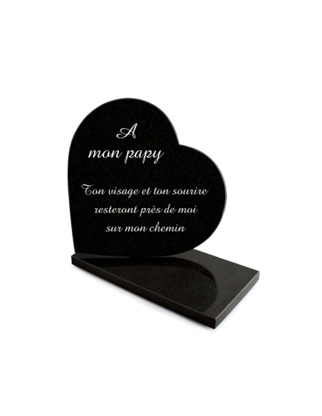 Plaque Granit Texte Format Coeur 26x26cm