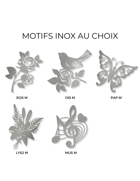 Plaque Granit Texte et Motif Inox Format Cœur 26x40cm