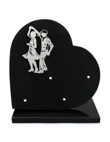 PLAQUE GRANIT COEUR 30X30 INOX DANSEURS