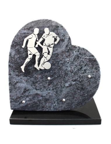 PLAQUE GRANIT COEUR 30X30 INOX FOOTBALL