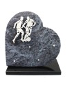 PLAQUE GRANIT COEUR 30X30 INOX FOOTBALL