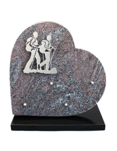 PLAQUE GRANIT COEUR 30X30 INOX RANDONNEURS